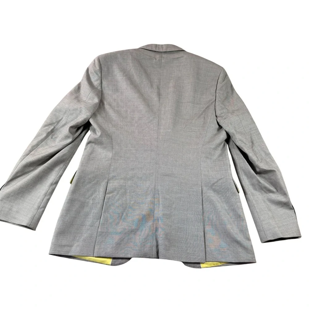 Hugo Boss The‎ James1 Grey Wool Blazer Yellow Lining Guabello Italy 42R Luxury